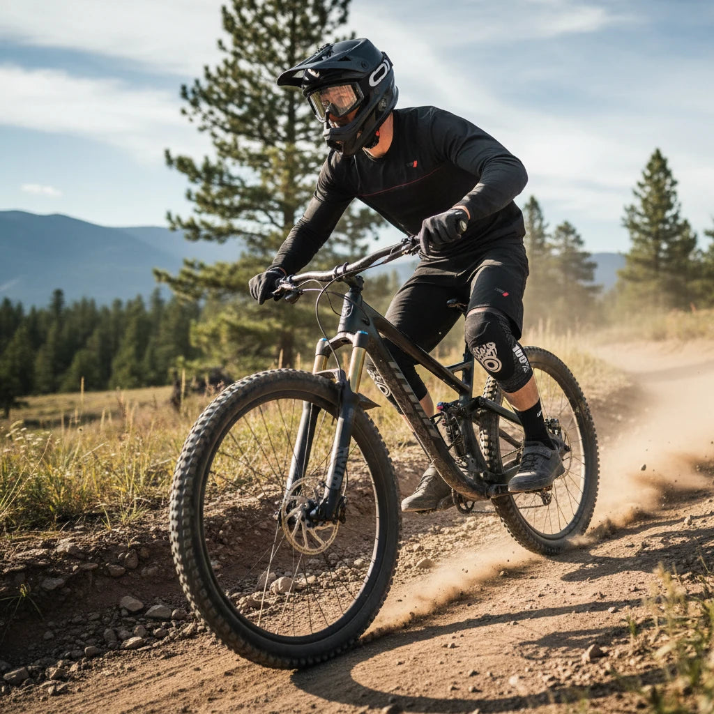 100% Teratec Mountain Biking Knee Pad - MTB & BMX Protection - Ultralight Nylon Slip On Sleeve with Built in Padding