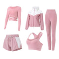 5 PCS Workout Sets for Women Running Yoga Outfits Athletic Gym Exercise Clothes Activewear Sets Tracksuit(PinkM)