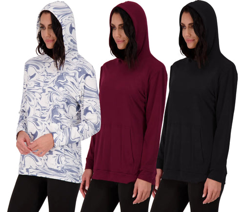 3 Pack: Womens Just My Plus Size Long Sleeve Hoodie Pullover Casual Sweatshirt Fashion Dry Fit Lounge Active Yoga Running Athletic Exercise Gym Workout Outdoor Top Ladies Kangaroo Pocket- Set 2 2X