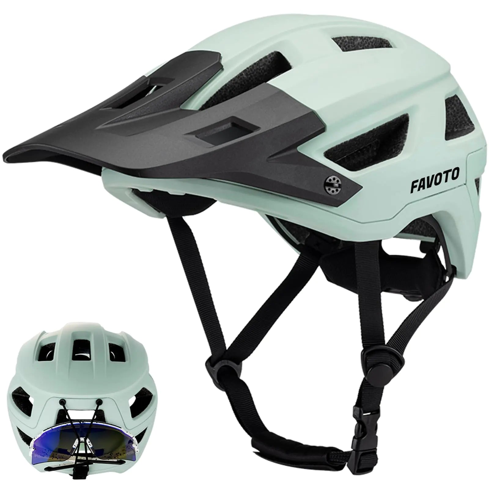 Favoto Mountain Bike Helmet - Dual Shell Lightweight MTB Helmet Bicycle Helmet Adjustable for Adults Men Women Youth CPSC Certificated Light Green