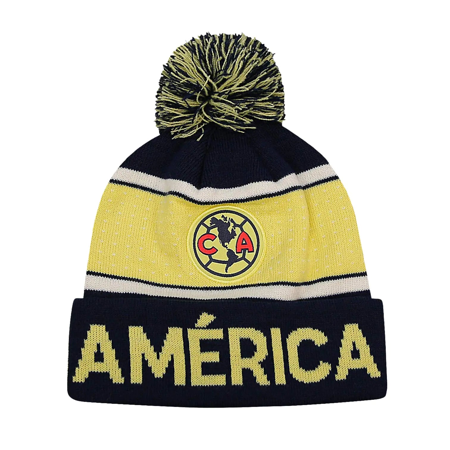 Icon Sports Federacion Mexicana de Futbol Asociacion Club America Pegged Team Pom Beanie Navy OSFM (CA44BN-2)