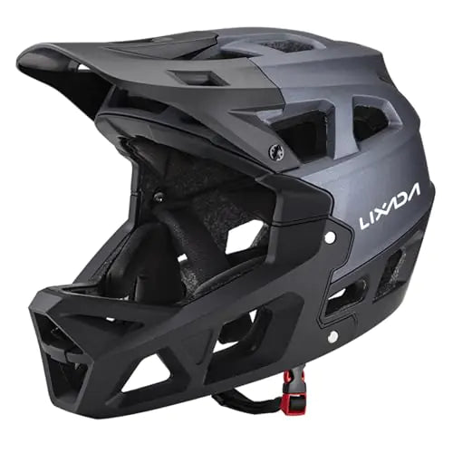 LIXADA Adult Bike Helmet Full Face Mountain Bike Helmet Lightweight Bicycle Helmet with Pads & Visor Comfort Cycling Helmet Racing Downhill MTB Helmet for Men Women