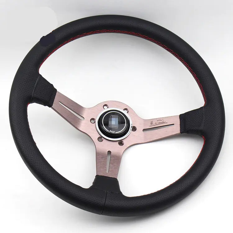Universal Car Modification, ND Leather Titanium Frame, Black Leather Steering Wheel